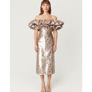 Rhode Floral Off The Shoulder Viola Dress in Cream Vichy Rose NWT